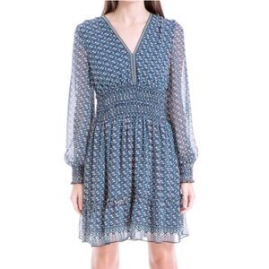 Max Studio London Blue Geometric Pattern Dress